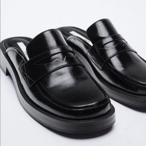 Zara black mule loafers